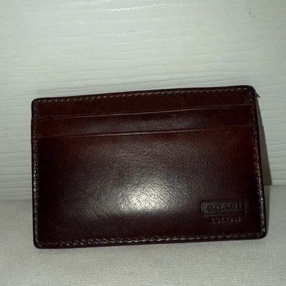 Coach Rich Brown Leather Card Holder - Picture 5 of 6